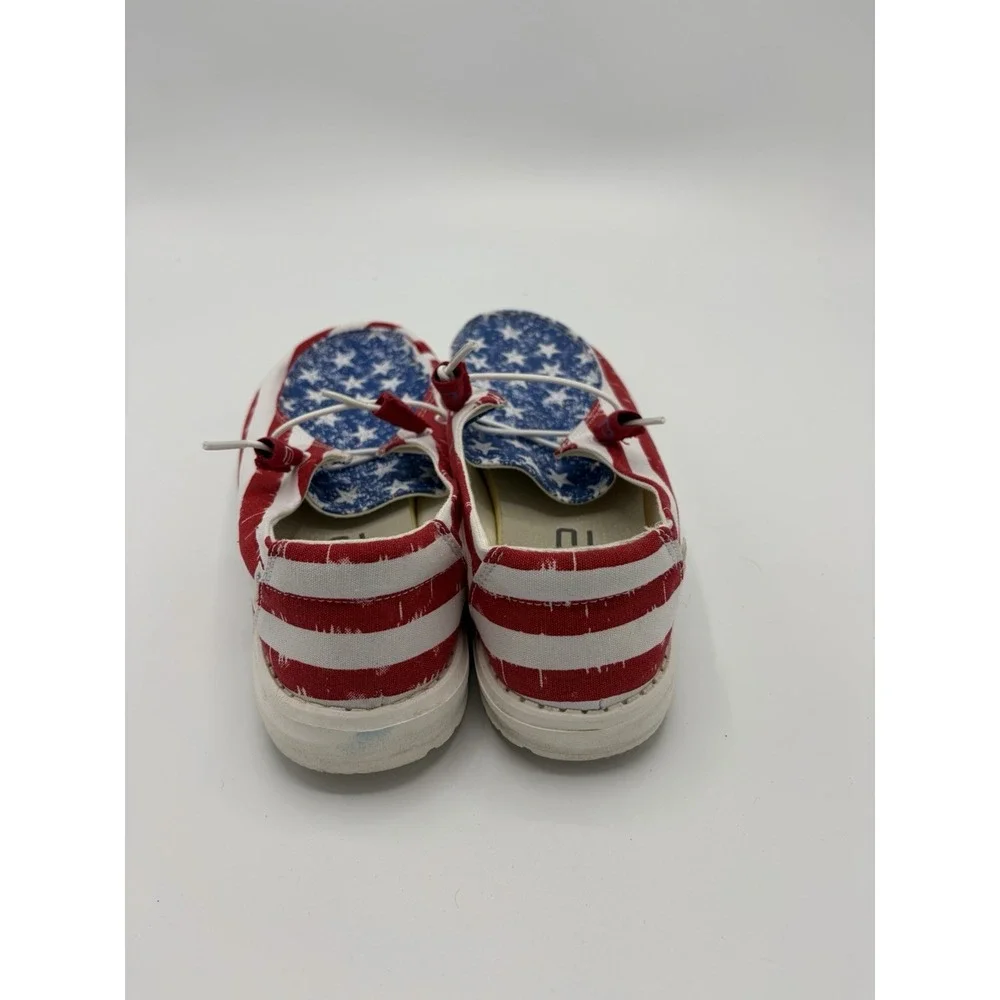 Hey Dude Wendy Star Spangled Women's Size 9 Red White Blue Shoes Patriotic USA